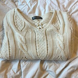 Cream cropped sweater size: small brand: pretty guide